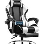 Chaise Gaming GTPLAYER avec Massage Lombaire et Repose-Pieds Rétractable, 150 kg