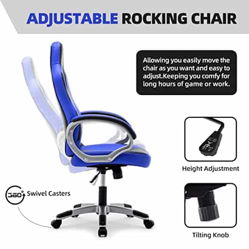 Chaise Gaming IntimaTe WM Heart Ergonomique Bleu, Dossier Inclinable et Réglable
