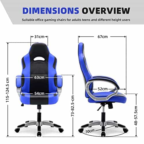 Chaise Gaming IntimaTe WM Heart Ergonomique Bleu, Dossier Inclinable et Réglable