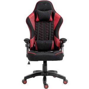 Chaise Gaming KRAKEN CHAIRS Ergonomique Réglable Noir-Rouge avec Accoudoirs et Coussin Lombaire