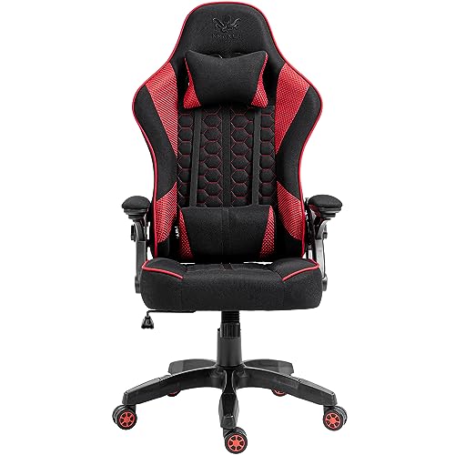 Chaise Gaming KRAKEN CHAIRS Ergonomique Réglable Noir-Rouge avec Accoudoirs et Coussin Lombaire