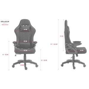 Chaise Gaming KRAKEN CHAIRS Ergonomique Réglable Noir-Rouge avec Accoudoirs et Coussin Lombaire