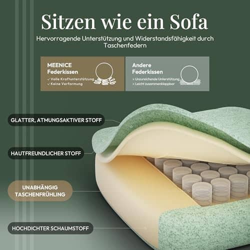 Chaise Gaming MEENICE Ergonomique avec Réglage, Repose-Pieds et Coussin Gel Vert