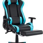 Chaise Gaming Massante ALEAVIC Ergonomique avec Repose-Pieds en PU Cuir Bleu