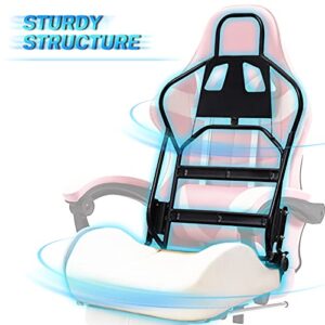 Chaise Gaming Massante Soontrans Ergonomique avec Repose-Pied et Support Lombaire (Rose)