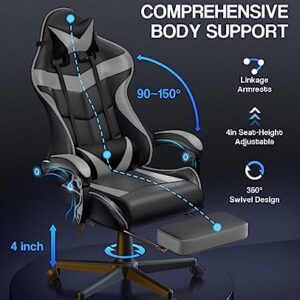 Chaise Gaming Massante Soontrans Ergonomique avec Support Lombaire et Repose-pied