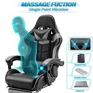 Chaise Gaming Massante Soontrans Ergonomique avec Support Lombaire et Repose-pied