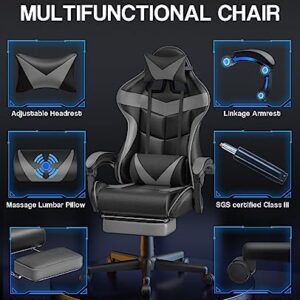 Chaise Gaming Massante Soontrans Ergonomique avec Support Lombaire et Repose-pied