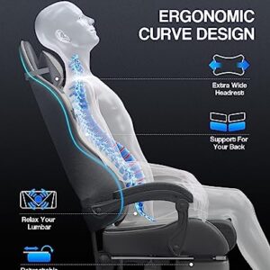 Chaise Gaming Massante Soontrans Ergonomique avec Support Lombaire et Repose-pied