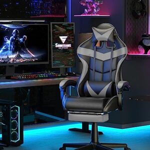 Chaise Gaming Massante Soontrans Ergonomique avec Support Lombaire et Repose-pied