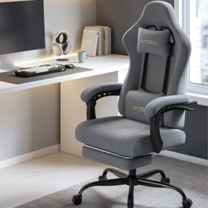 Chaise Gaming Massante WOLTU GS08gr – Ergonomique, Repose-Pieds, Charge 150kg