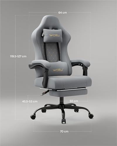 Chaise Gaming Massante WOLTU GS08gr – Ergonomique, Repose-Pieds, Charge 150kg