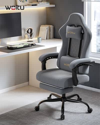 Chaise Gaming Massante WOLTU GS08gr – Ergonomique, Repose-Pieds, Charge 150kg