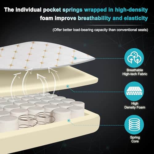 Chaise Gaming Massante WOLTU GS09bws avec Coussin Lombaire et Repose-Pieds