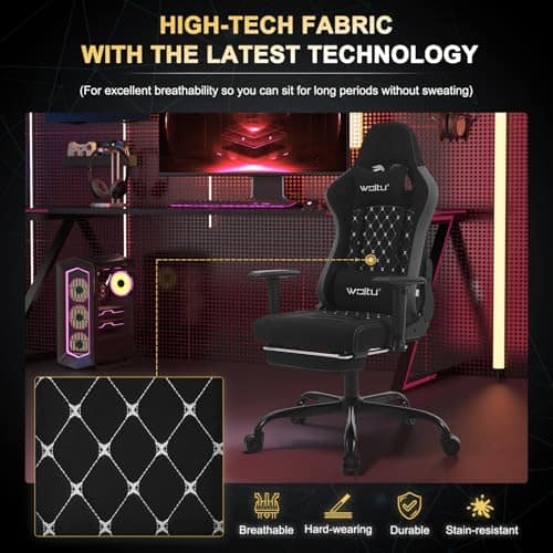 Chaise Gaming Massante WOLTU GS09szg avec Appui-tête et Repose-Pieds