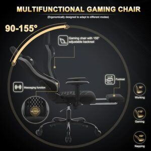 Chaise Gaming Massante WOLTU GS09szg avec Appui-tête et Repose-Pieds