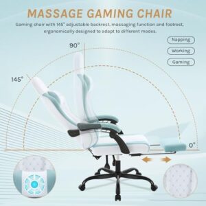 Chaise Gaming Massante WOLTU GS15bws avec Repose-Pieds et Soutien Lombaire