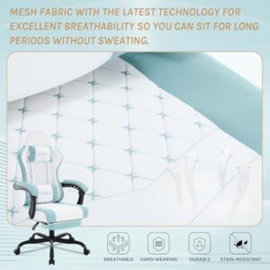 Chaise Gaming Massante WOLTU GS15bws avec Repose-Pieds et Soutien Lombaire