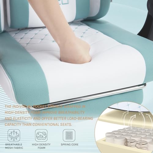 Chaise Gaming Massante WOLTU GS15bws avec Repose-Pieds et Soutien Lombaire
