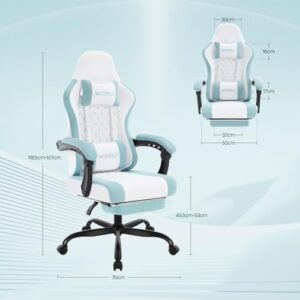 Chaise Gaming Massante WOLTU GS15bws avec Repose-Pieds et Soutien Lombaire