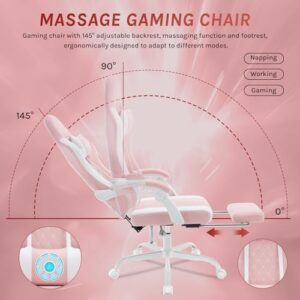 Chaise Gaming Massante WOLTU GS15rsw avec Appui-tête et Repose-Pieds