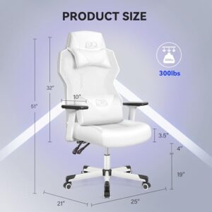 Chaise Gaming OneGame Ergonomique 3D, Dossier Réglable, 150KG, Blanc