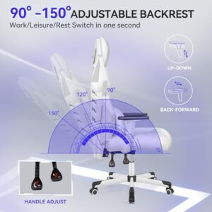 Chaise Gaming OneGame Ergonomique 3D, Dossier Réglable, 150KG, Blanc