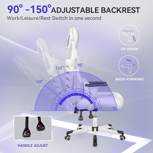 Chaise Gaming OneGame Ergonomique 3D, Dossier Réglable, 150KG, Blanc