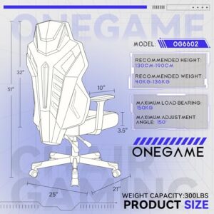 Chaise Gaming OneGame Ergonomique 3D, Dossier Réglable, 150KG, Blanc