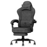 Chaise Gaming PZDO Ergonomique Noir avec Repose-Pieds et Tissu High-Tech