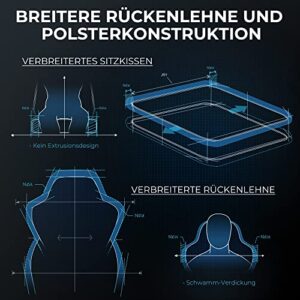 Chaise Gaming Pro Vigosit Ergonomique Inclinable Noire avec Accoudoirs et Repose-Pieds