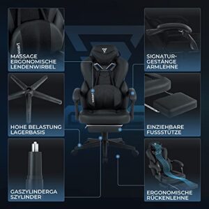 Chaise Gaming Pro Vigosit Ergonomique Inclinable Noire avec Accoudoirs et Repose-Pieds