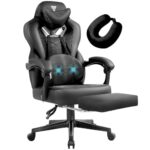 Chaise Gaming Pro Vigosit Ergonomique Inclinable Noire avec Accoudoirs et Repose-Pieds