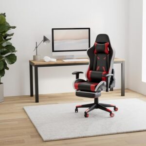 Chaise Gaming RELAX4LIFE LED Télécommandée, Dossier Inclinable et Accoudoirs Réglables – Rouge