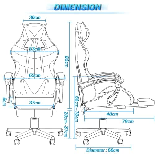 Chaise Gaming Racing Massante avec Soutien Lombaire et Appui-tête – Rouge