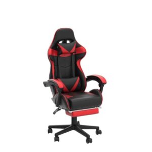 Chaise Gaming Racing Massante avec Soutien Lombaire et Appui-tête – Rouge