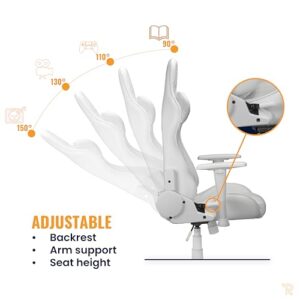 Chaise Gaming Ranqer Felix Ergonomique – Dossier et Accoudoirs Réglables, Blanc
