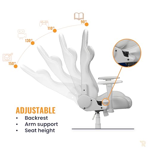 Chaise Gaming Ranqer Felix Ergonomique – Dossier et Accoudoirs Réglables, Blanc