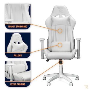 Chaise Gaming Ranqer Felix Ergonomique – Dossier et Accoudoirs Réglables, Blanc
