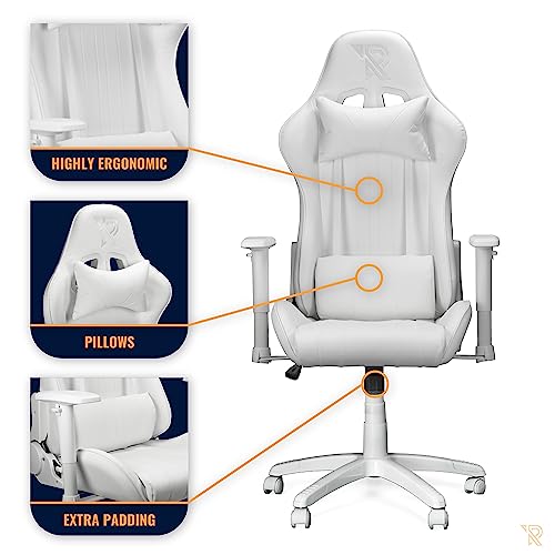 Chaise Gaming Ranqer Felix Ergonomique – Dossier et Accoudoirs Réglables, Blanc