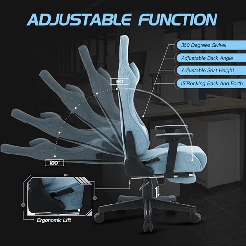 Chaise Gaming S*MAX Ergonomique avec Repose-Pieds, Accoudoirs 3D et Support Lombaire