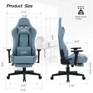 Chaise Gaming S*MAX Ergonomique avec Repose-Pieds, Accoudoirs 3D et Support Lombaire