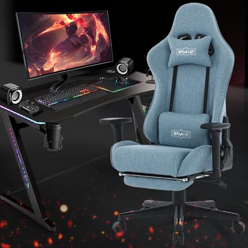 Chaise Gaming S*MAX Ergonomique avec Repose-Pieds, Accoudoirs 3D et Support Lombaire