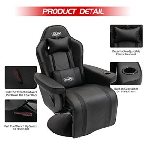 Chaise Gaming S*MAX avec Dossier Haut et Support Lombaire Réglable Noir