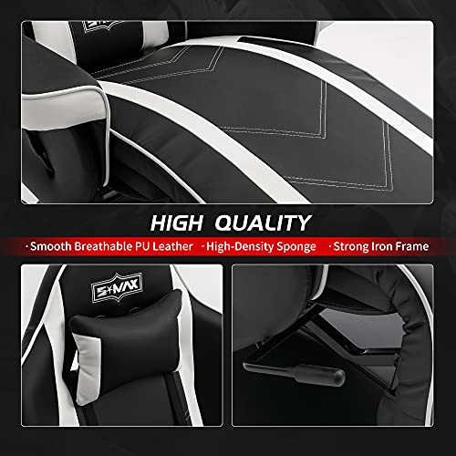 Chaise Gaming S*MAX avec Dossier Haut et Support Lombaire Réglable en Cuir PU