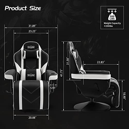 Chaise Gaming S*MAX avec Dossier Haut et Support Lombaire Réglable en Cuir PU