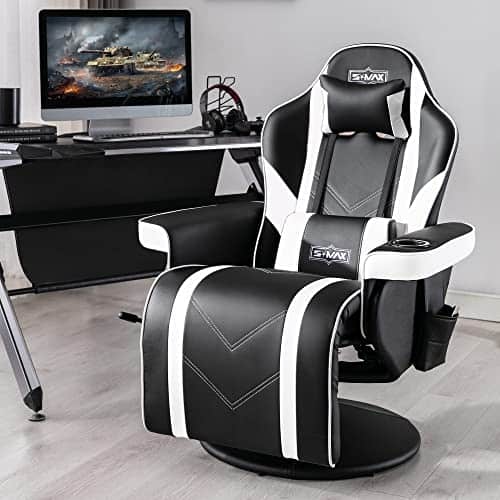 Chaise Gaming S*MAX avec Dossier Haut et Support Lombaire Réglable en Cuir PU