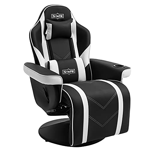 Chaise Gaming S*MAX avec Dossier Haut et Support Lombaire Réglable en Cuir PU
