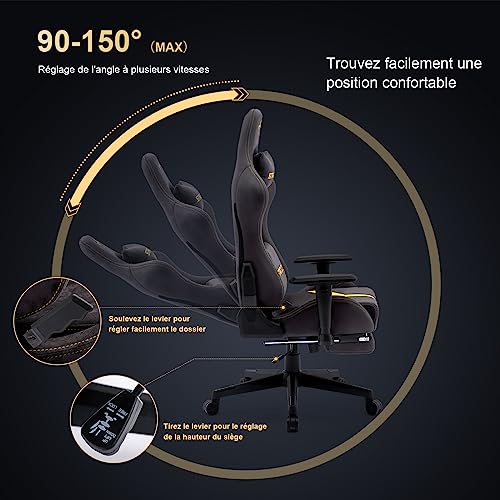 Chaise Gaming STARUZI avec Repose-Pieds et Support Lombaire Ergonomique