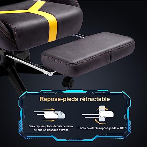 Chaise Gaming STARUZI avec Repose-Pieds et Support Lombaire Ergonomique